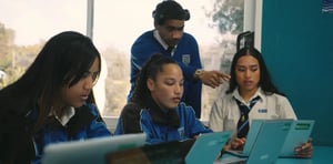 Tangaroa College students working together on laptops